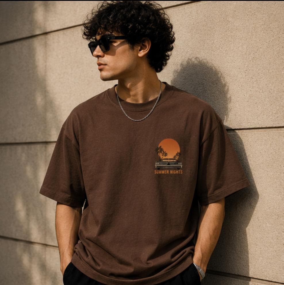 Men's olive green oversized graphic T-shirt — view 1
